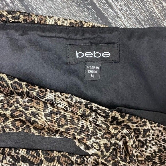 Bebe Brown & Black animal print layered bandage mini skirt M - Picture 6 of 7